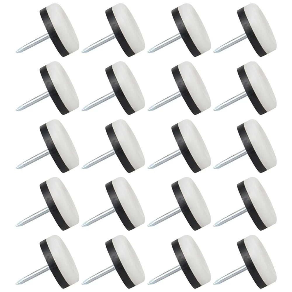 20Pcs / Set 19mm Diameter Thickened Furniture Glide Nail-on Slider Pad Floor Protector for Wooden Leg Feet of Chair Table Sofa - 1
