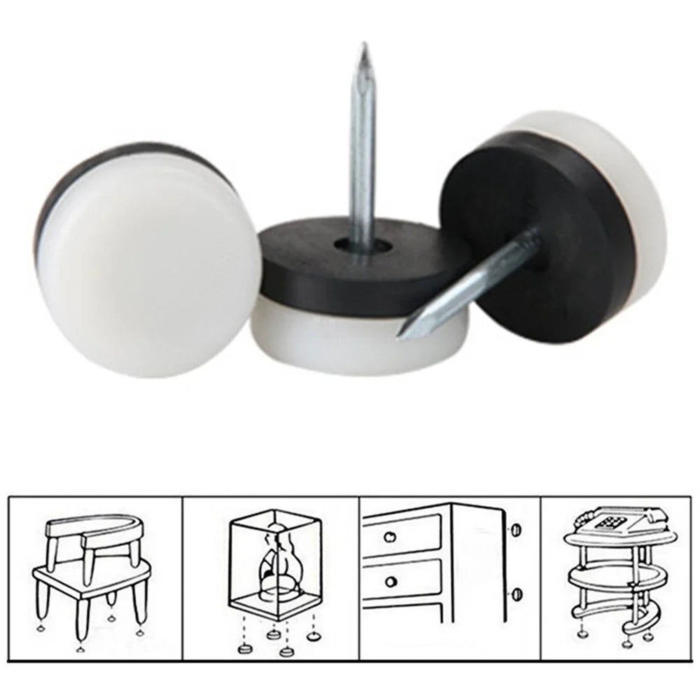 20Pcs / Set 25mm Diameter Round Nail-on Sliders Chair Legs Glides Table Feet Furniture Sliders Nail Furniture Feet Leg Floor Protectors Pads - 2