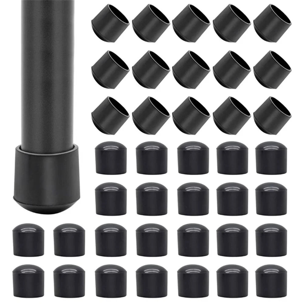 40Pcs 10mm Round Non-Slip Chair Leg End Cap, PVC Furniture Leg Covers Floor Protector Pads Reduce Noise Table Feet Cap - Black - 1