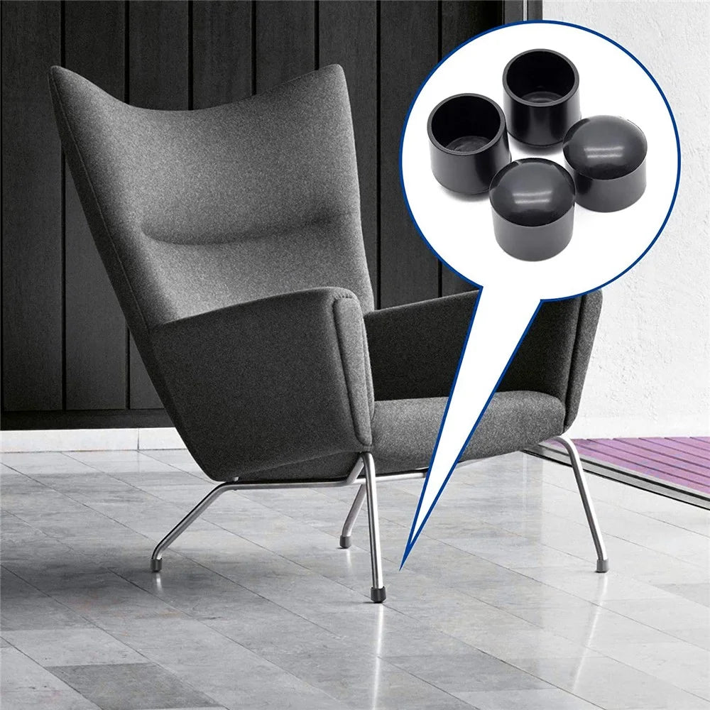 40Pcs 10mm Round Non-Slip Chair Leg End Cap, PVC Furniture Leg Covers Floor Protector Pads Reduce Noise Table Feet Cap - Black - 2