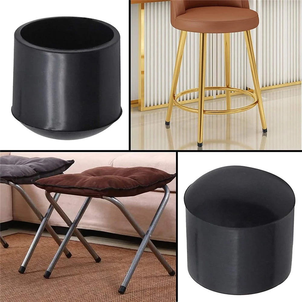 40Pcs 10mm Round Non-Slip Chair Leg End Cap, PVC Furniture Leg Covers Floor Protector Pads Reduce Noise Table Feet Cap - Black - 4