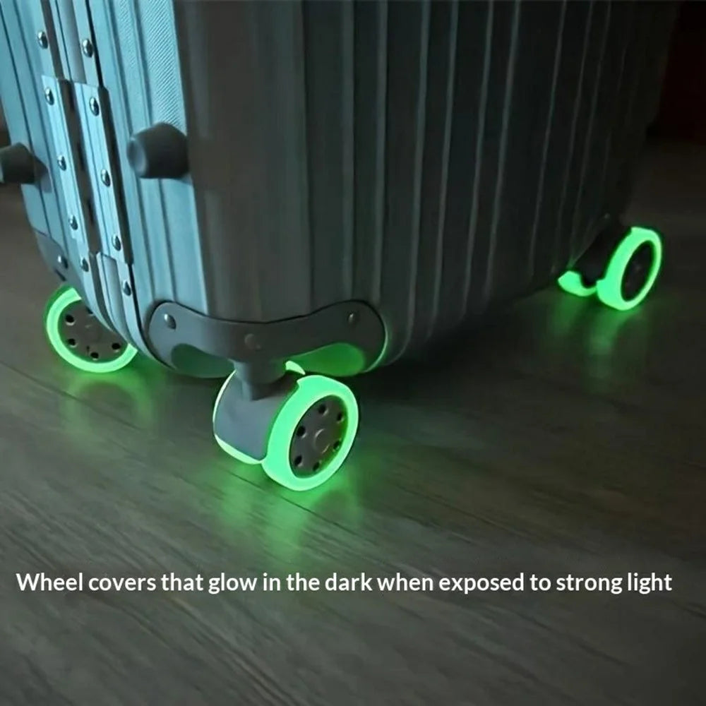8Pcs Luggage Wheel Covers for Suitcase Wheels Luminous Silicone Protectors Noise Reduction Anti Wear Glow in Dark - 2