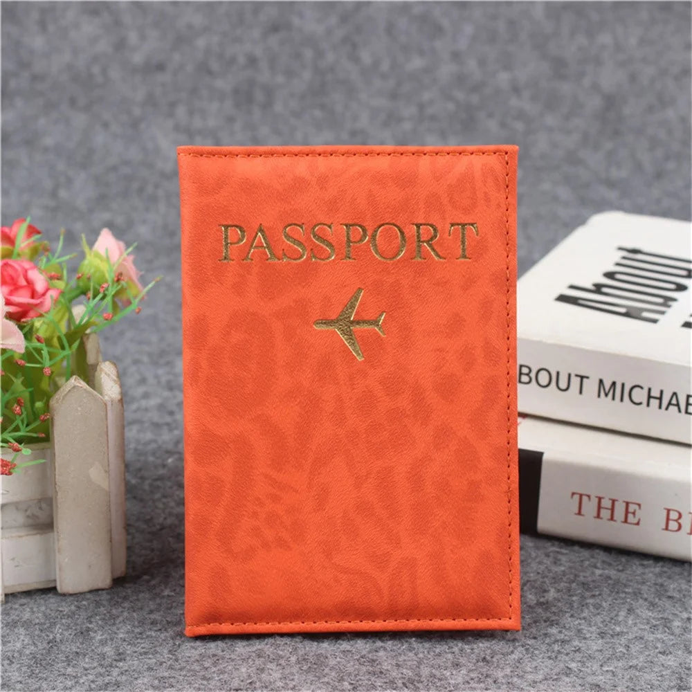 Passport Holder Travel Document Case Multi Card Slots Organizer PU Leather Passport Cover - Orange - 2