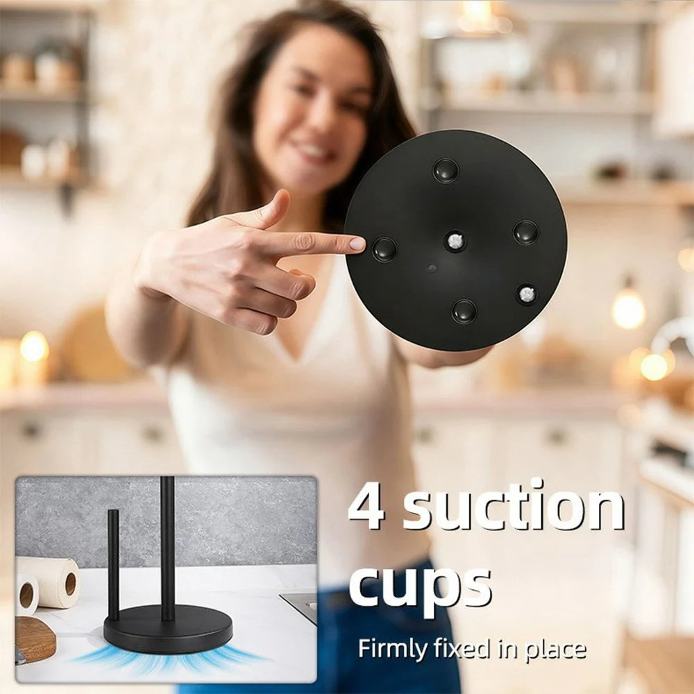 Kitchen Countertop Paper Towel Holder Stainless Steel Vertical Dual Rod Tissue Stand - Black - 3