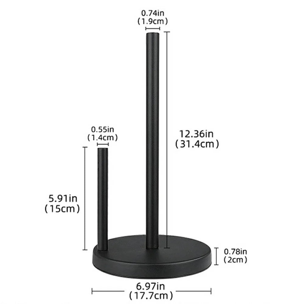 Kitchen Countertop Paper Towel Holder Stainless Steel Vertical Dual Rod Tissue Stand - Black - 7