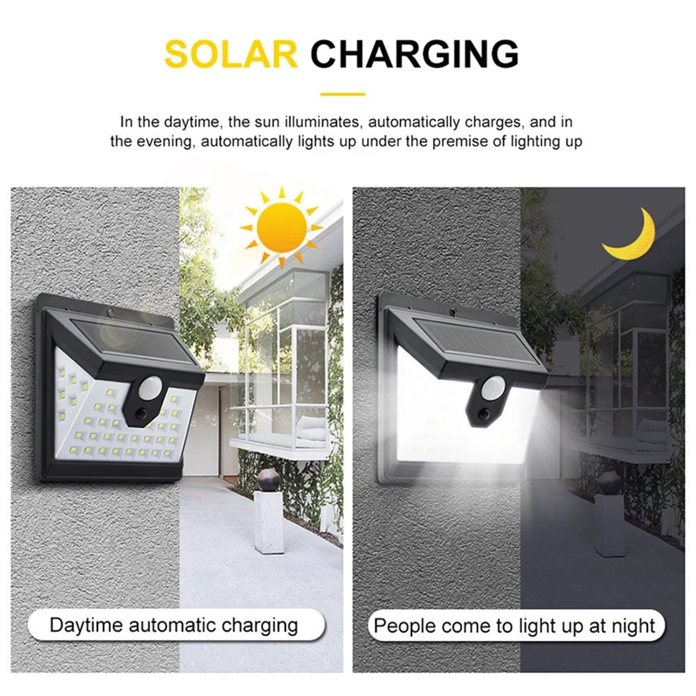 40-LED Solar Powered Motion Sensor Wall Light IP65 Waterproof Outdoor Garden Yard Lamp - 7
