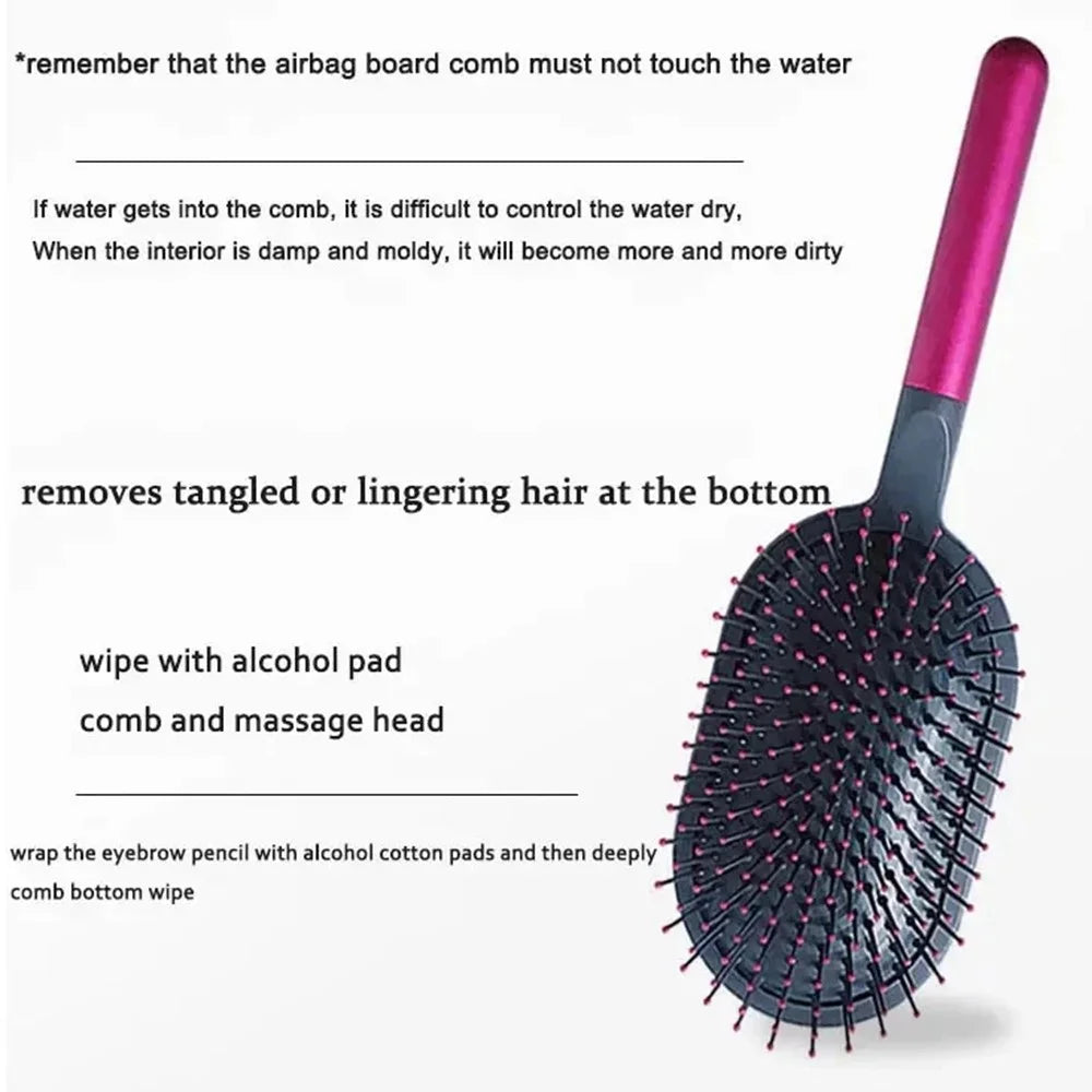 2PCS  /  Set Air Cushion Hair Brush Scalp Massage Comb Detangling Anti Static with Wide Tooth Comb - Rose - 2