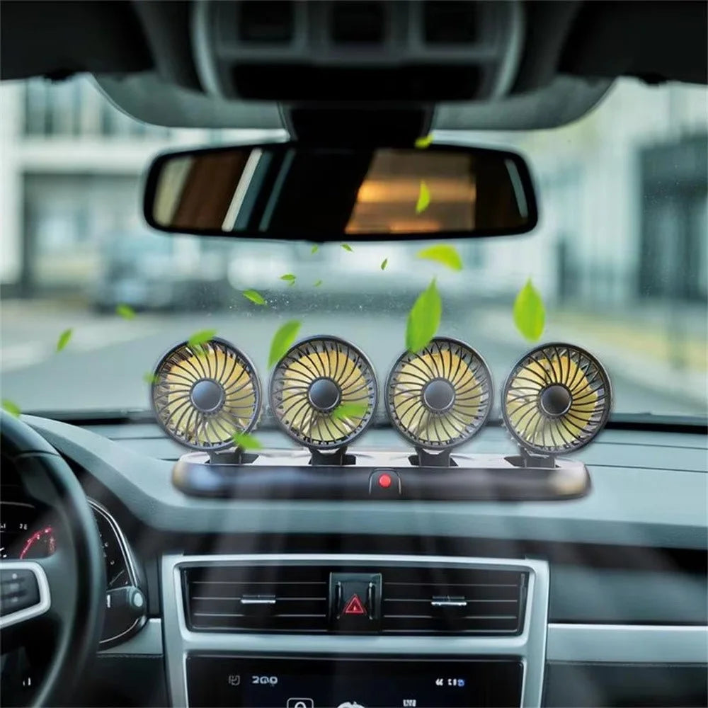 Four Head Folding Car Fan 360 Degree Rotation Auto Dashboard Cooling Fan for Vehicle Use - White  /  5V USB Port - 2