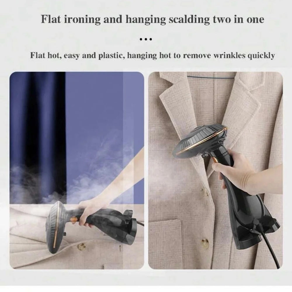 1500W Portable Steam Iron Dry / Wet Dual Use Handheld Folding Garment Steamer with 168ml Water Tank, EU Plug - Black - 6