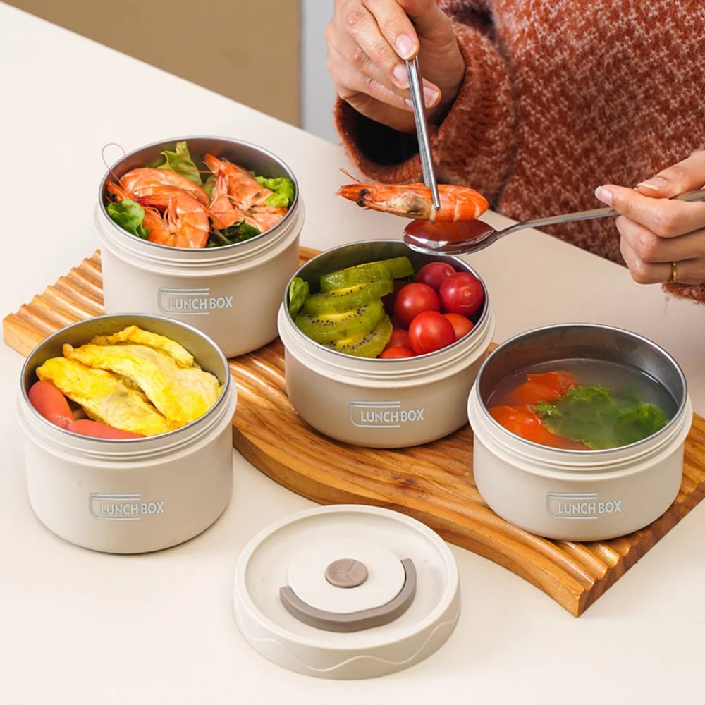 3Pcs 304 Stainless Steel Bento Lunch Box Set Insulated Food Container (2Pcs 440ml + 1Pc 600ml + Insulated Bag) (without FDA Certification) - Beige - 4