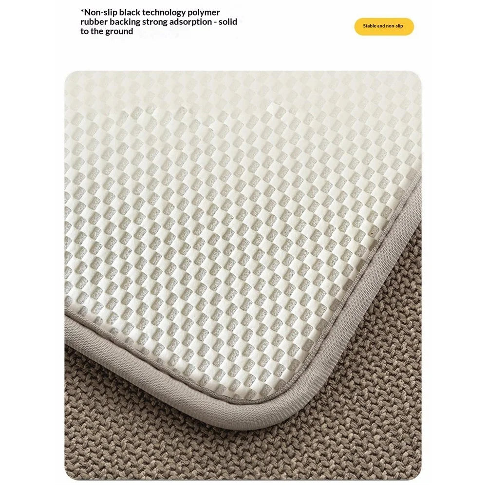 45 x 70cm Bathroom Mat Imitation Linen Woven Texture Memory Foam Non-Slip Absorbent Bath Rug - Khaki - 6
