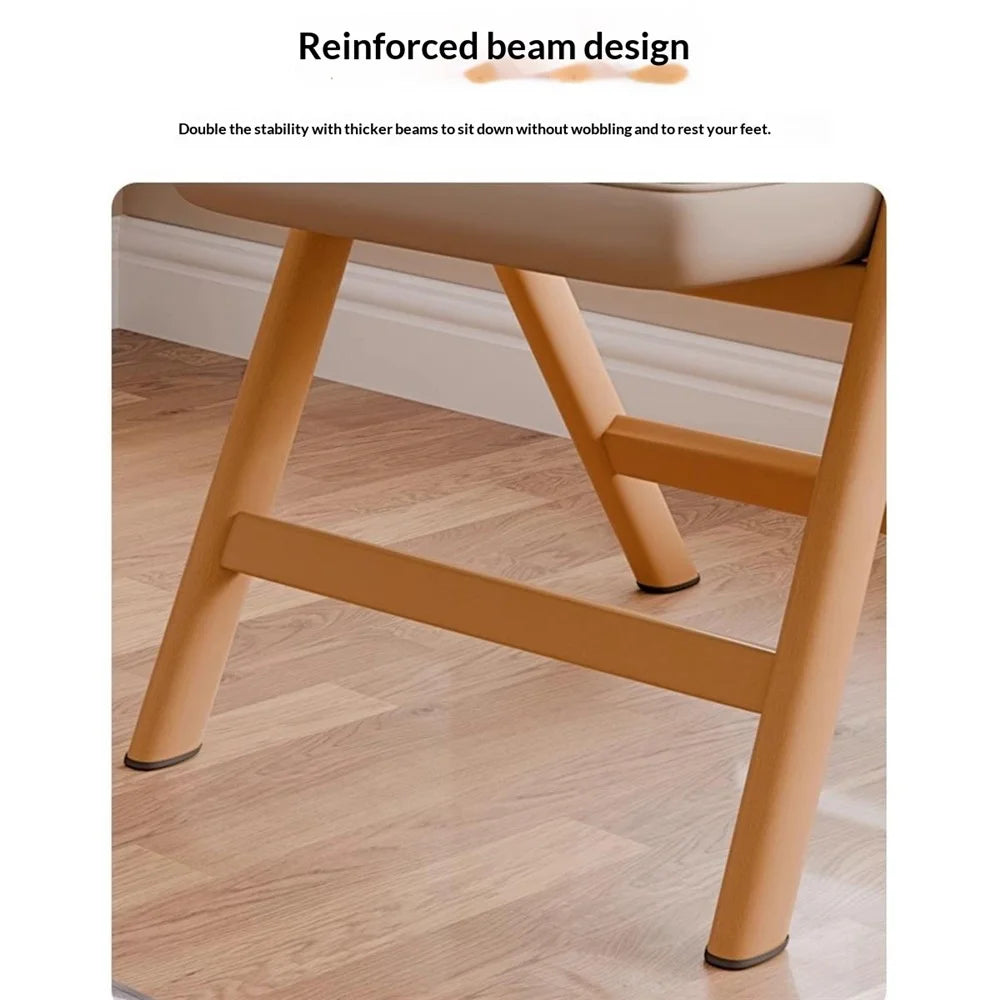 Foldable Chair Wood Frame Padded Seat Backrest Triangular Support for Home Dining - Coffee Pads  /  Natural Wood Color Frame - 5