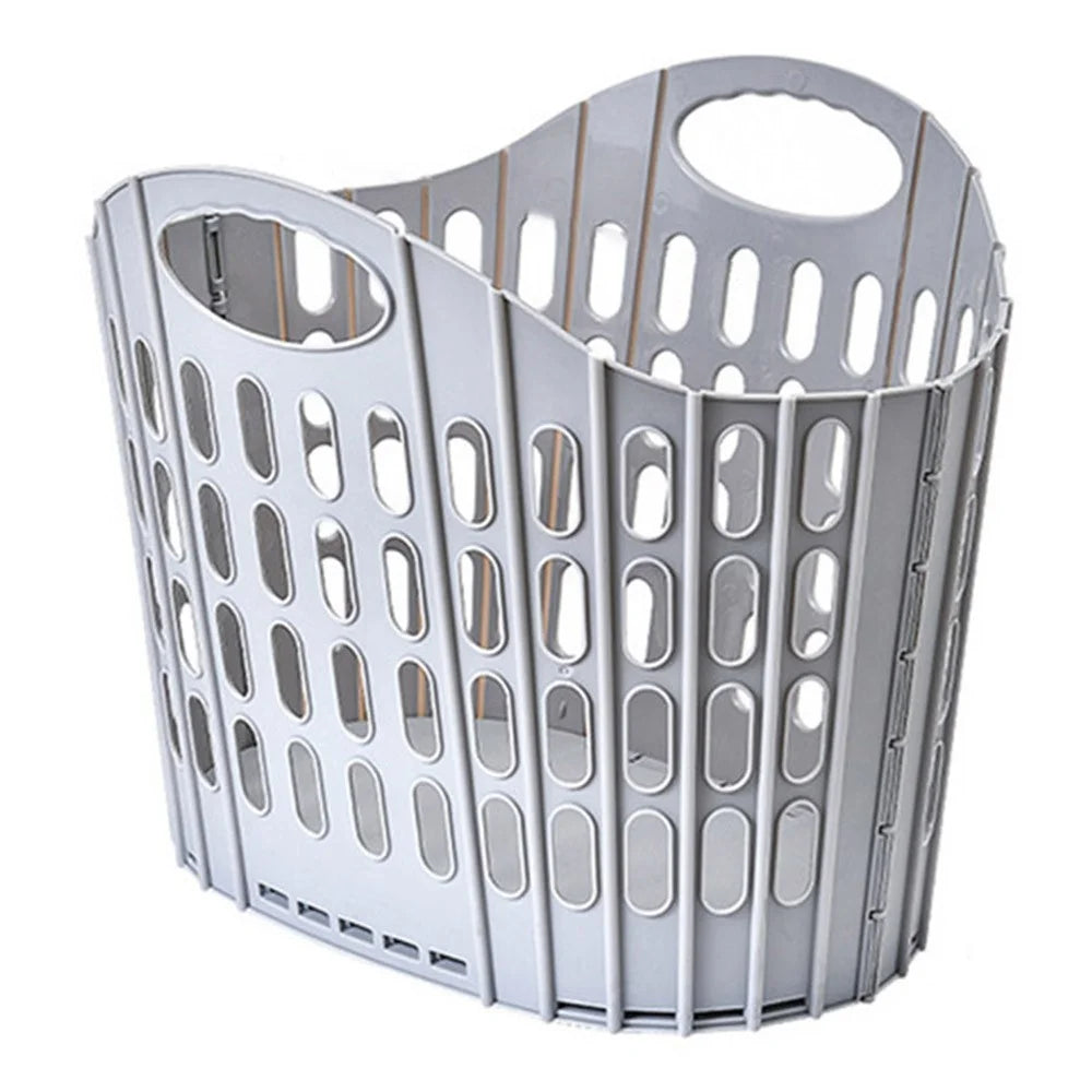 29x20x32cm Foldable Laundry Basket Bathroom Dirty Clothes Wall Mount Hanging Storage Bin with Handle - Grey - 1