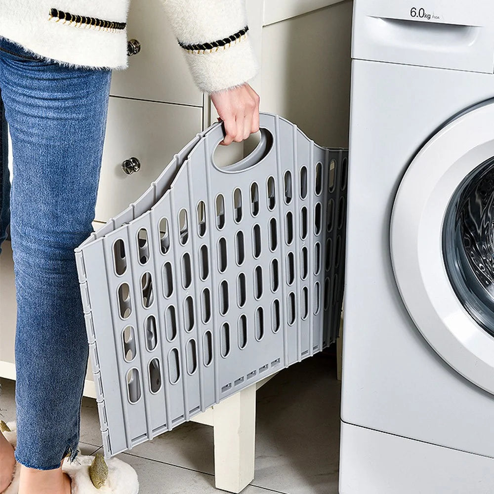 29x20x32cm Foldable Laundry Basket Bathroom Dirty Clothes Wall Mount Hanging Storage Bin with Handle - Grey - 4