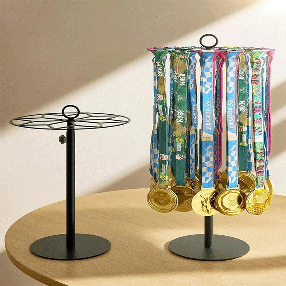 Adjustable Medal Display Stand 360 Degree Rotating Desktop Hanging Rack 40+ Medals Storage Rack for Sports Awards - 7