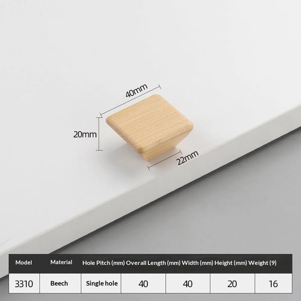 Square Wood Cabinet Handles Drawer Doll Pulls Solid Beech Furniture Hardware with 22mm Screws - 3310  /  40x20mm  /  Beige - 1
