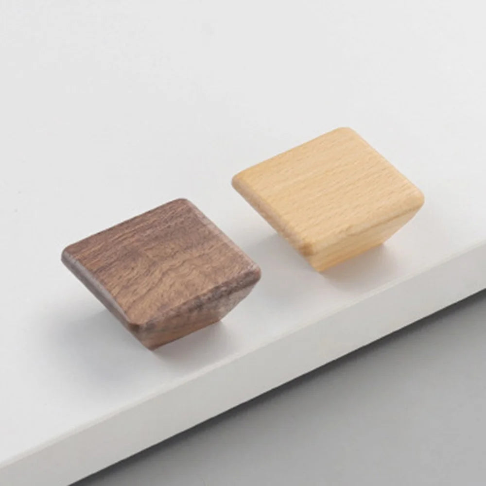 Square Wood Cabinet Handles Drawer Doll Pulls Solid Beech Furniture Hardware with 22mm Screws - 3310  /  40x20mm  /  Beige - 3