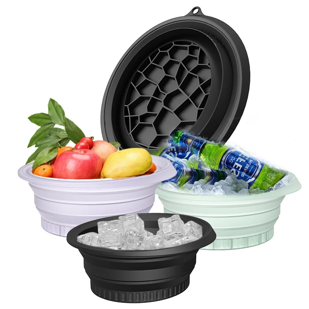 Collapsible Silicone Face Basin Ice Cold Therapy Multipurpose Foldable Washbasin for Skincare Travel (FDA Certified, BPA-Free)  - Black - 7
