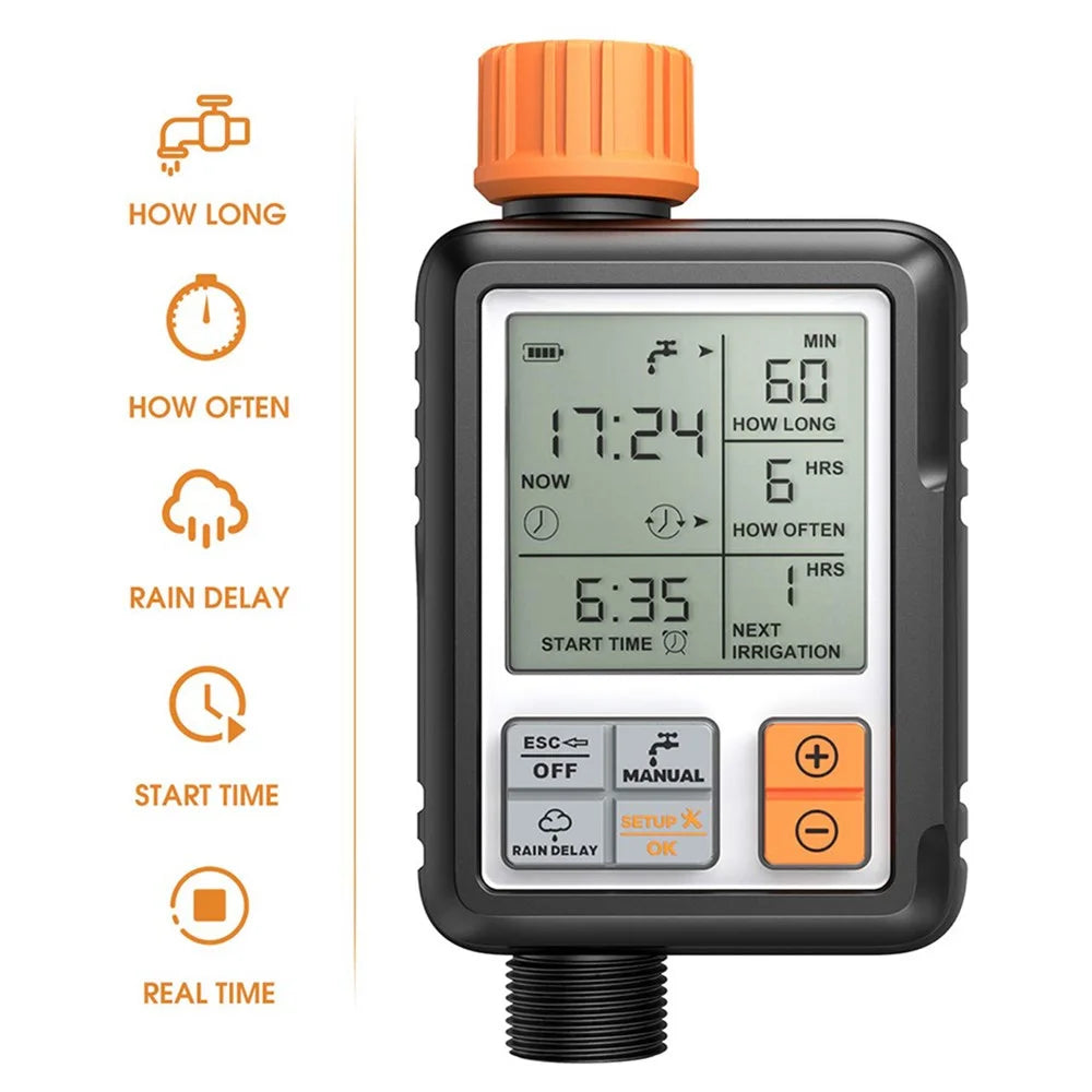 Automatic Garden Irrigation Watering Timer Lawn Tap Hose Sprinkler Timer with LCD Screen and Adapter - 2