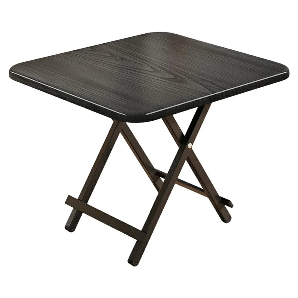 100x100x74cm Portable Folding Table Outdoor Indoor X-Type Bracket 15mm Thick Desktop Dining Table - Black - 1