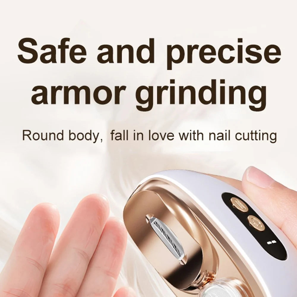 HZ-005 Electric Nail Clipper Rechargeable 3-Speed Adjustment Automatic Nail Trimmer for Home - Orange - 7