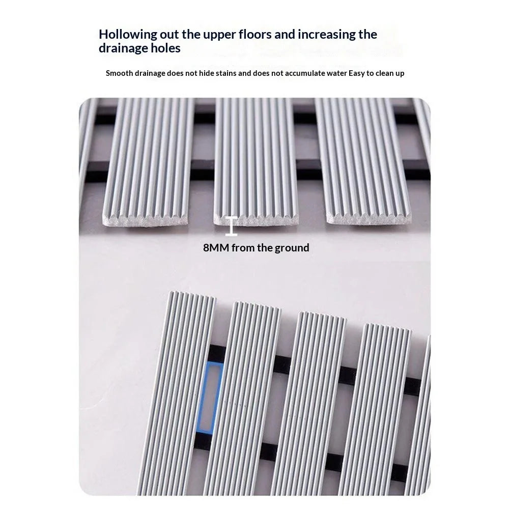 61x43cm Bathroom Shower Mat TPE Waterproof Anti-Slip Drain Floor Mat for Shower Room - White - 5