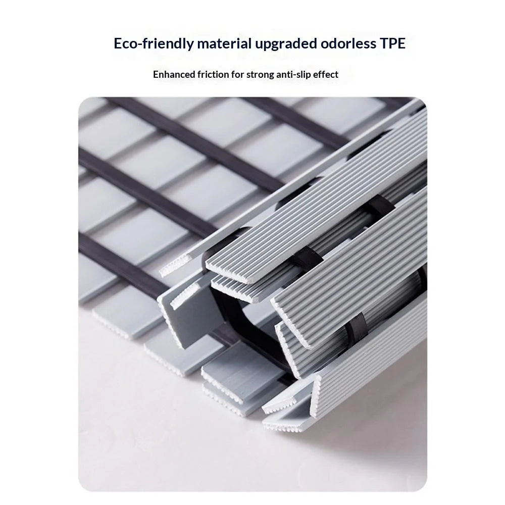 61x43cm Bathroom Shower Mat TPE Waterproof Anti-Slip Drain Floor Mat for Shower Room - White - 7