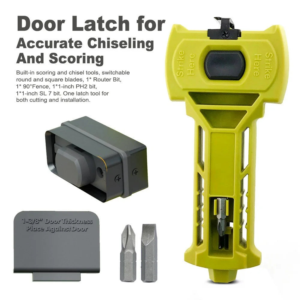 Door Latch Installation Kit Door Mortise Tool Set with 90 Degree Fence Round Square Scoring Blades Precise Chiseling Installation Kit for 1-3 / 8 & 1-3 / 4 Thick Door - Green - 2