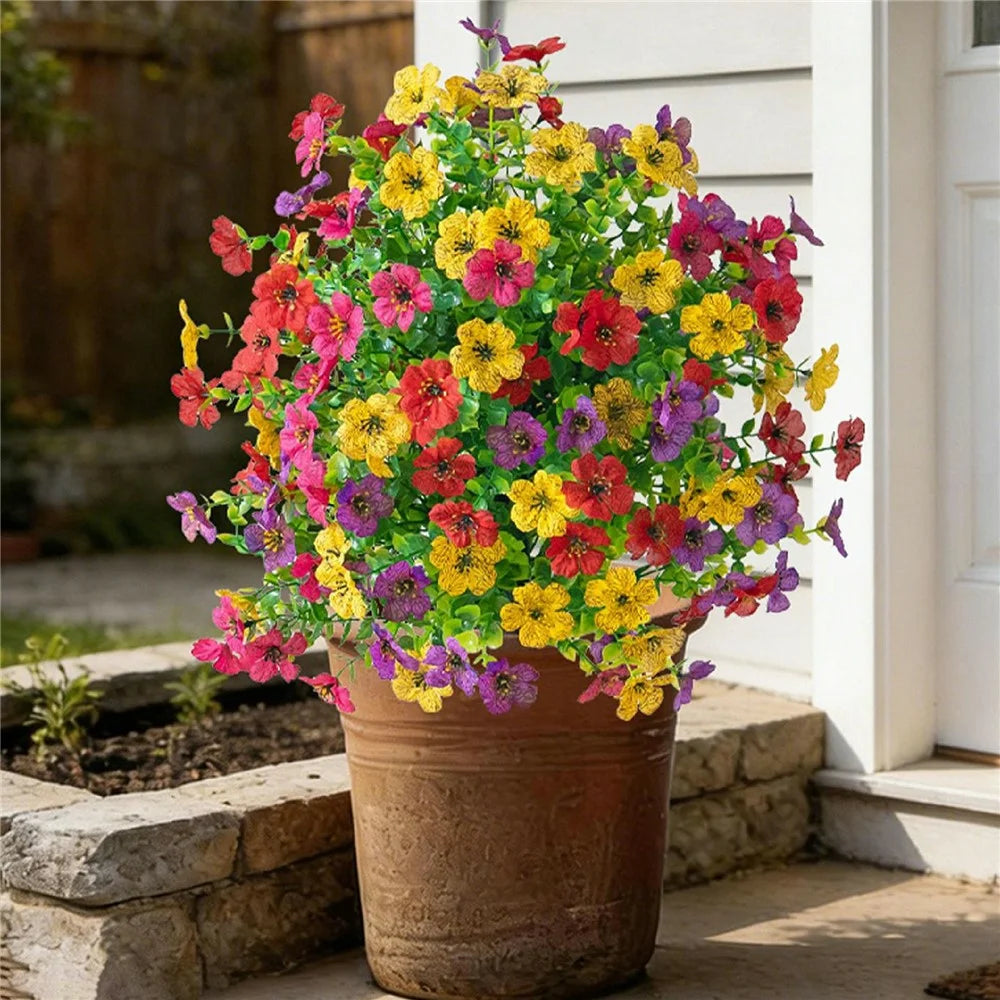 Artificial Violet Ground Stake Plant Realistic Fake Flowers for Garden Patio Outdoor Decoration - Violet  /  Red White Blue B - 2
