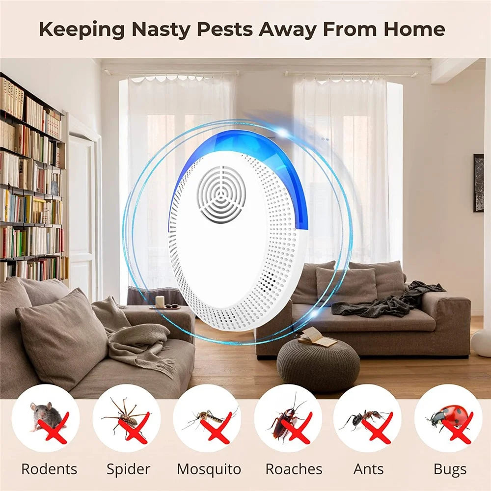 Ultrasonic Pest Repeller 25-65KHz Smart Chip Control Plug-in Repellent Mice Repellent Mouse Deterrent Rat Repeller - EU Plug - 2