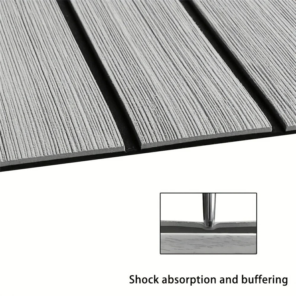 240x90x0.6cm EVA Foam Boat Flooring Self-Adhesive Faux Teak Texture Anti-Slip Waterproof Boat Decking Mat - Light Grey - 3