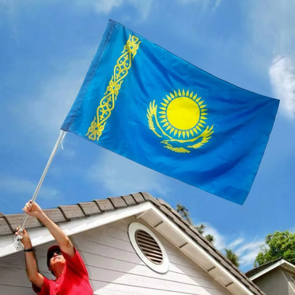 90x150cm 3x5ft Kazakhstan National Flag Polyester Country Flag Banner for Outdoor Indoor Display Party Decoration - 2