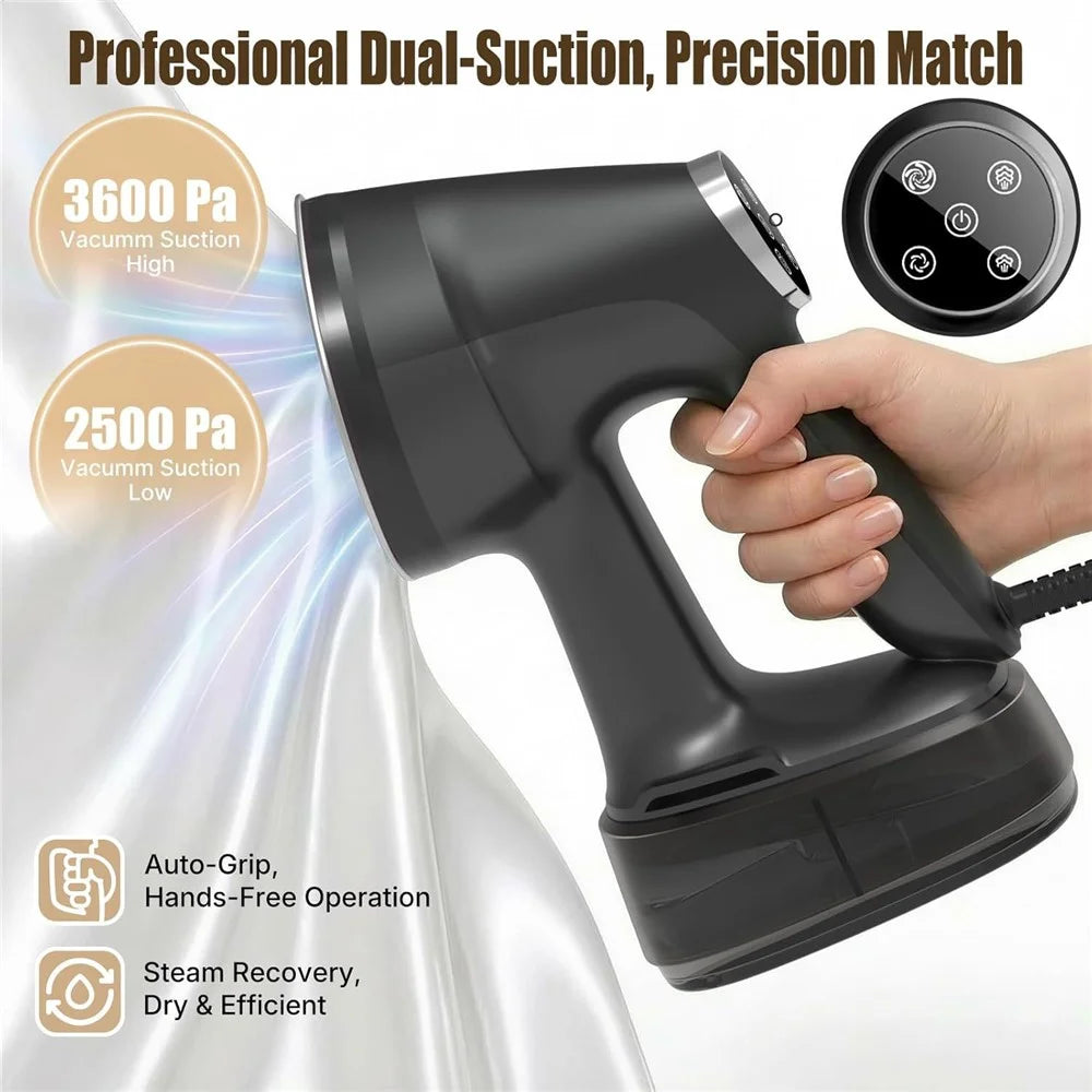 Handheld Steam Iron Garment Steamer 400ml Large Tank LCD Touch Screen Auto-Grip  Ironing Machine Steam Iron for Travel Home - Black  /  EU Plug - 2
