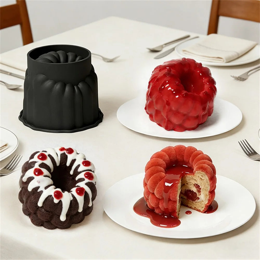 4 Inch Large Raspberry Shape Mousse Cake Mold Food-Grade Silicone Candle Berry Mold for Cake Baking (BPA-Free, No FDA Certified) - Black - 4