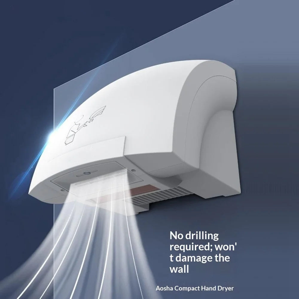 905 Cold Hot Air Automatic Hand Dryer 1200W Electric Wall Mount Sensor Hand Drying Machine for Home Office - White  /  EU Plug - 2