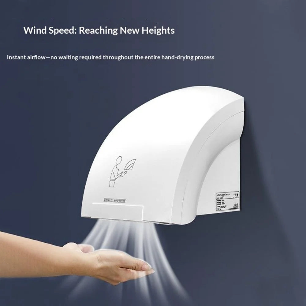 905 Cold Hot Air Automatic Hand Dryer 1200W Electric Wall Mount Sensor Hand Drying Machine for Home Office - White  /  EU Plug - 4