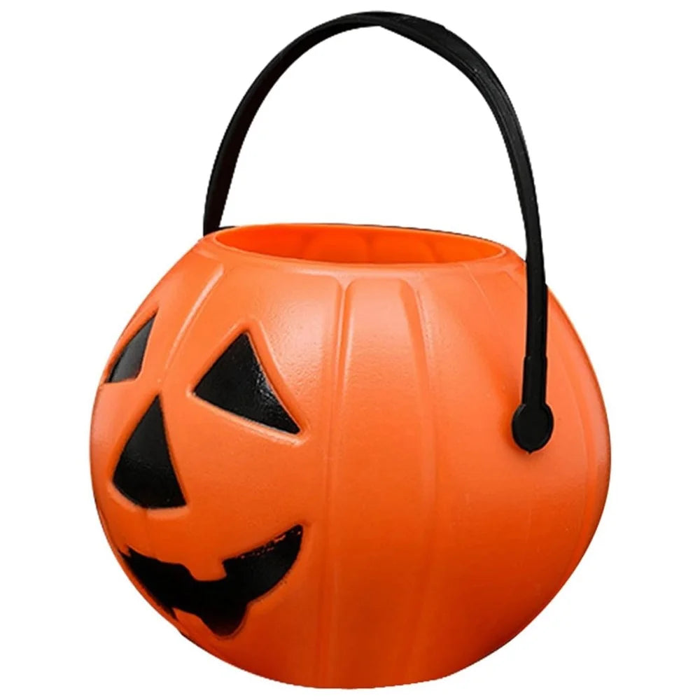 11x11x8.5cm Halloween Pumpkin Bucket Orange Plastic Candy Pail with Handle Jack-O-Lantern for Trick or Treat - 3