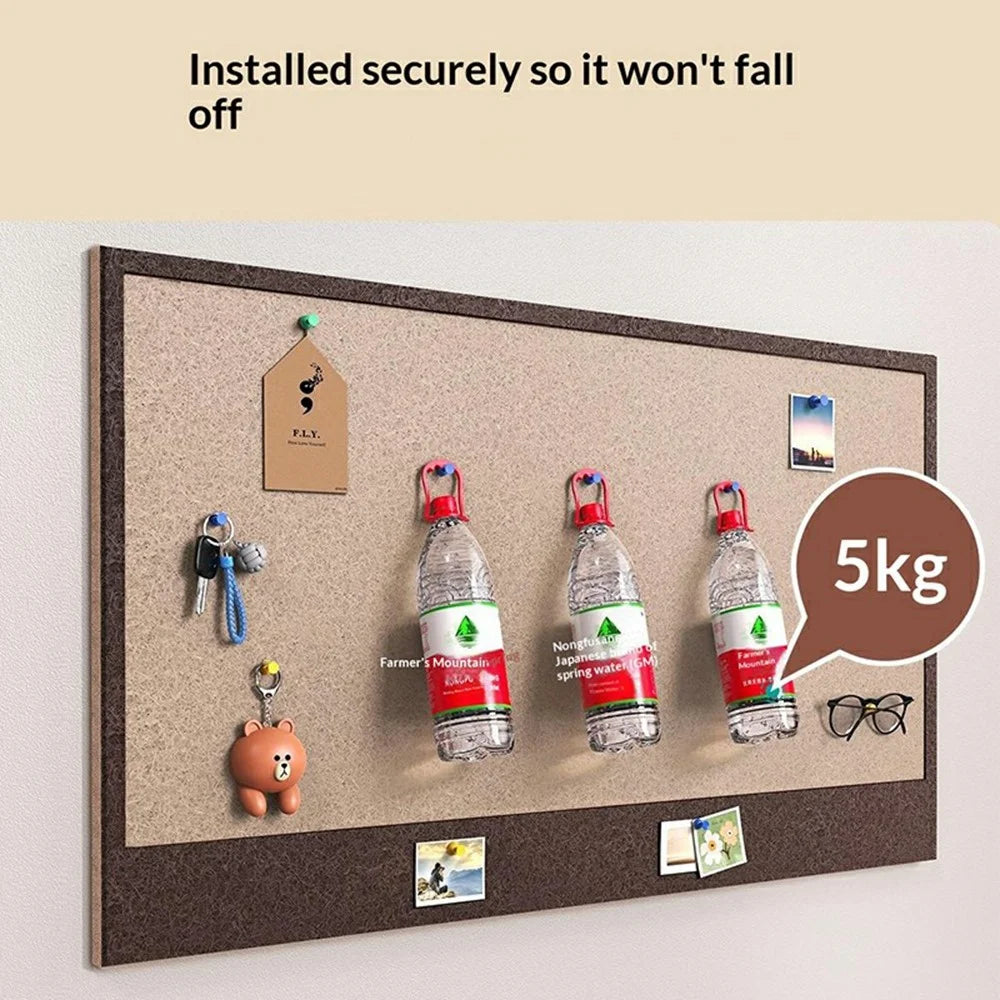60x80cm No Drill Felt Message Board Magic Tape Backing Photo Display Wall Bulletin Board - Dark Brown - 2