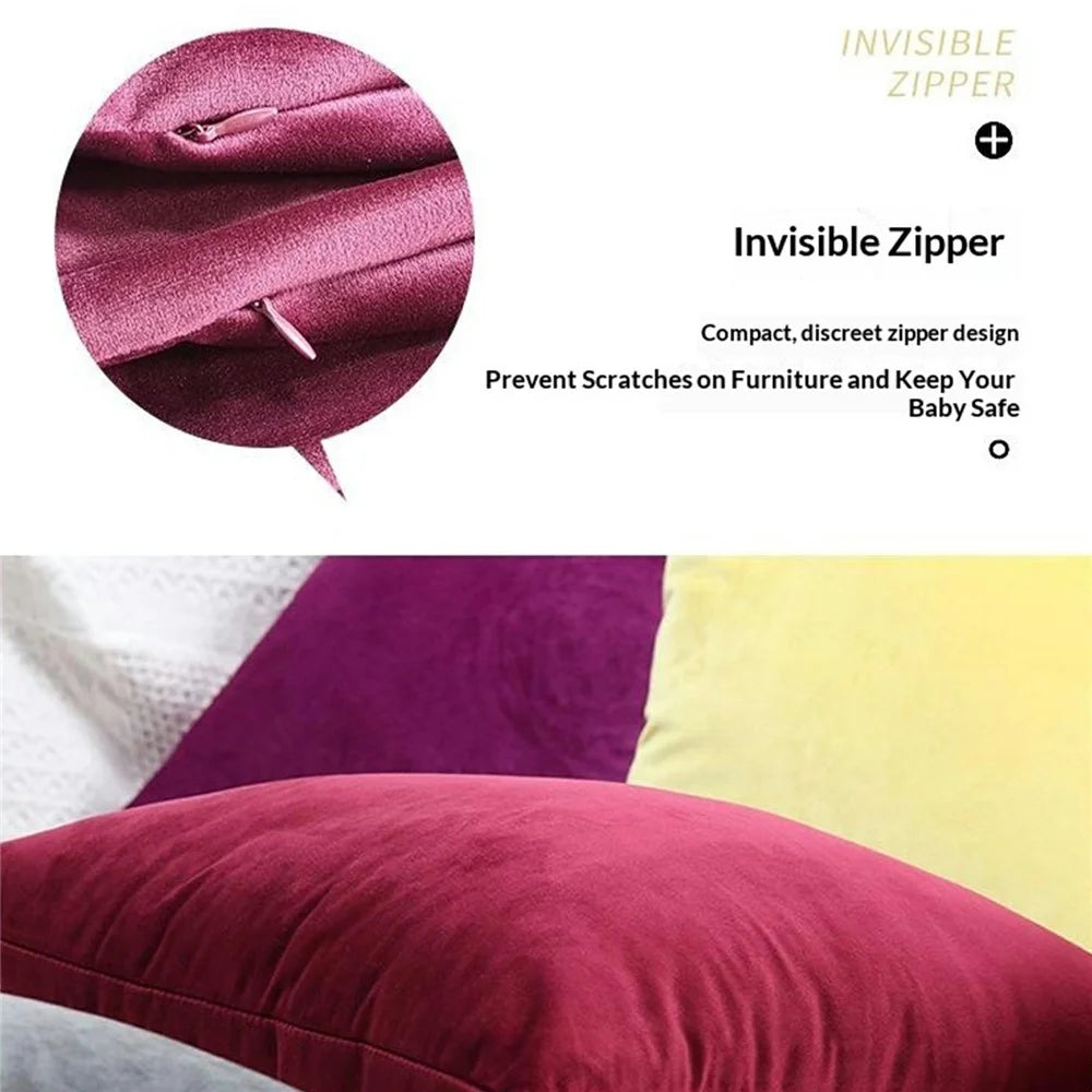 1Pc 45x45cm Soft Velvet Cushion Cover with Hidden Zipper Solid Color Throw Pillow Case for Sofa Bed - Blackish Green - 2