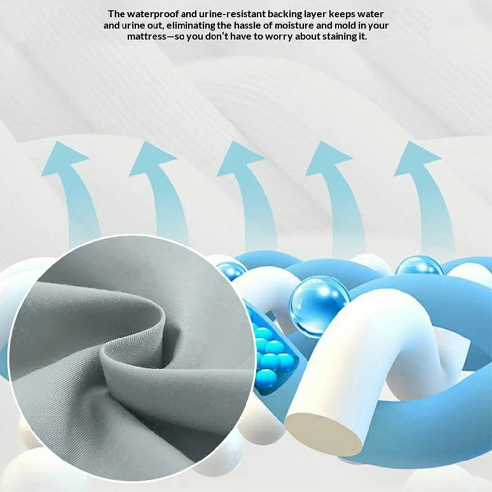160x200cm Waterproof Mattress Protector Cover 360 Degree Full Coverage Washed Cotton Fitted Sheet - White - 6