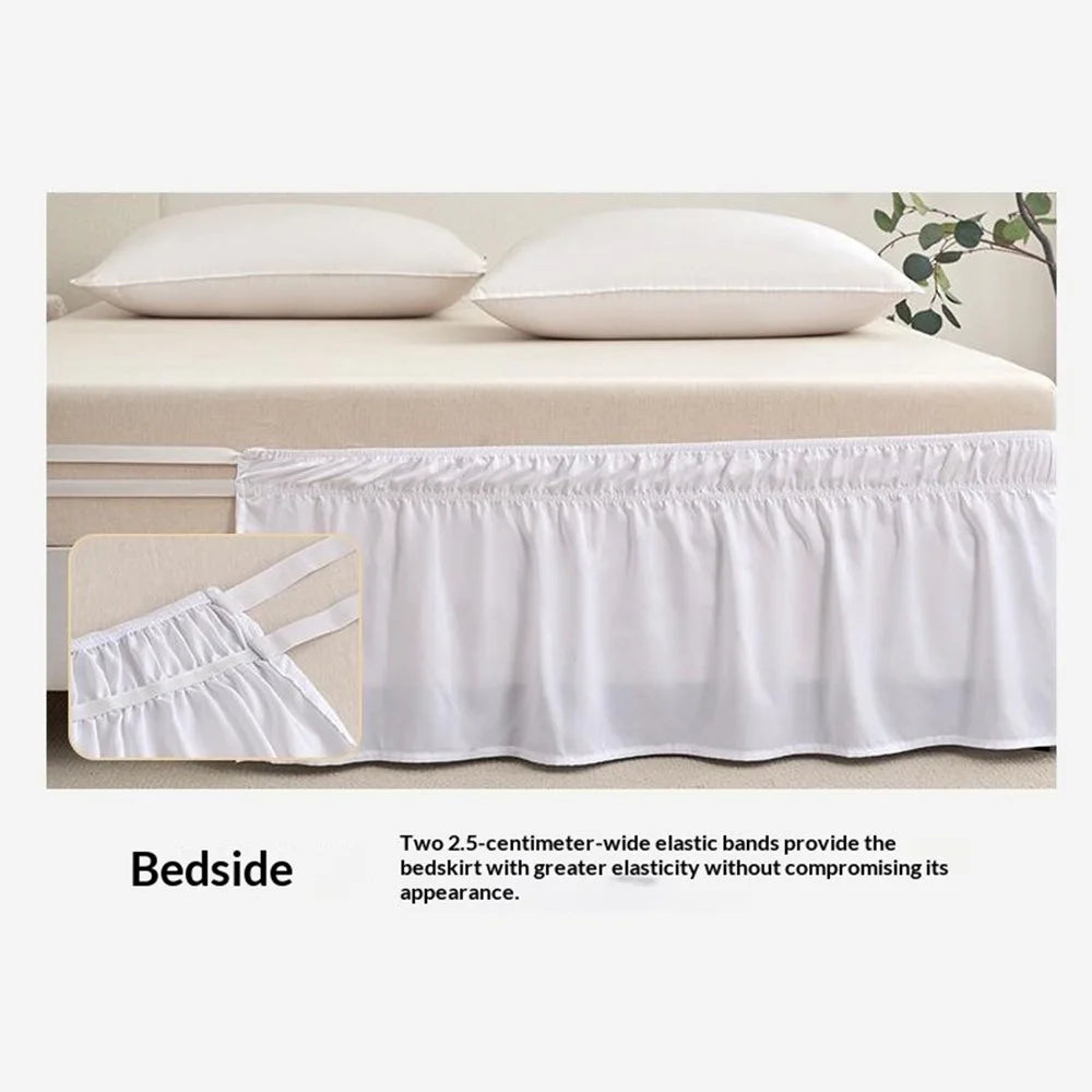100x200+40cm Adjustable Bed Skirt Drop Length Elastic Band Dust-Proof Ruffle Pleated Bed Skirt - Pink - 6