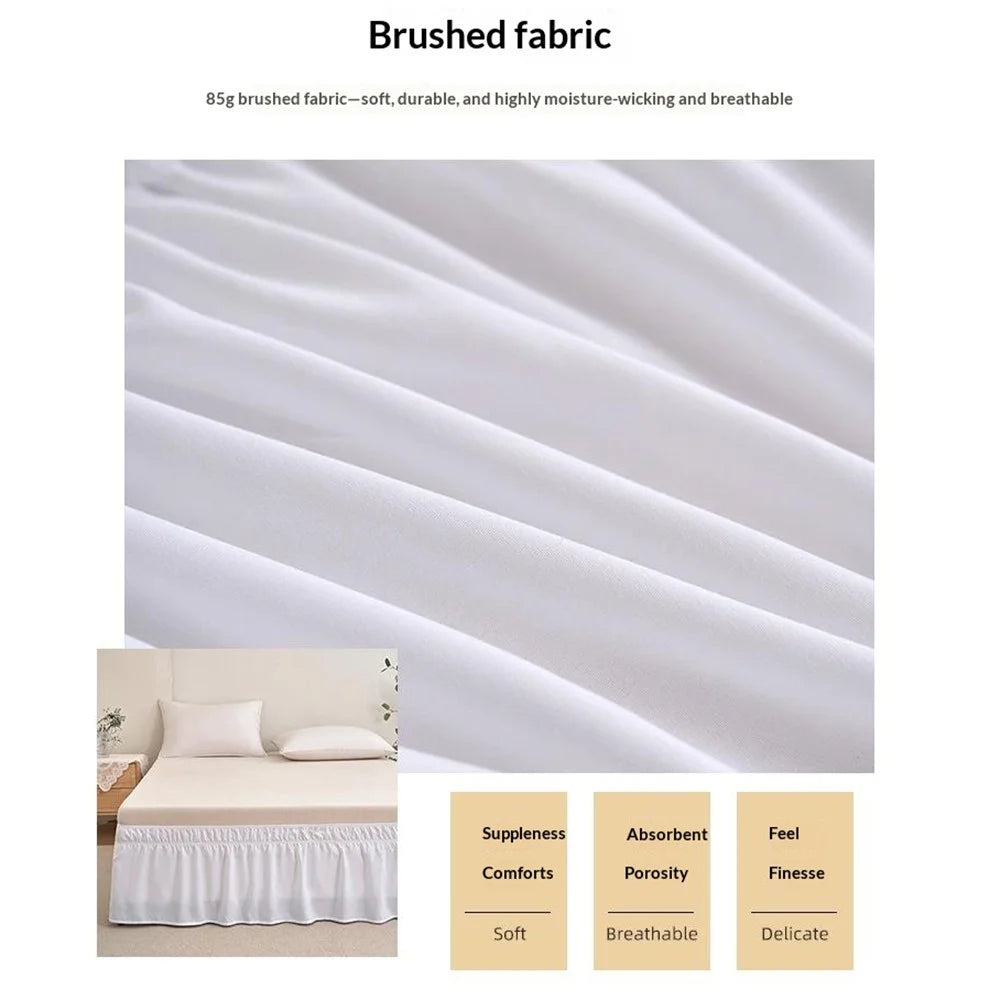 180x200+40cm Adjustable Bed Skirt Drop Length Elastic Band Dust-Proof Ruffle Pleated Bed Skirt - Pink - 2