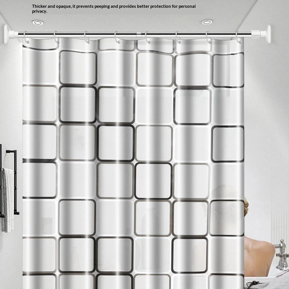 180x180cm PEVA Shower Curtain Waterproof Mildew Resistant Bathroom Curtain with 10 Hooks - Checkered - 3