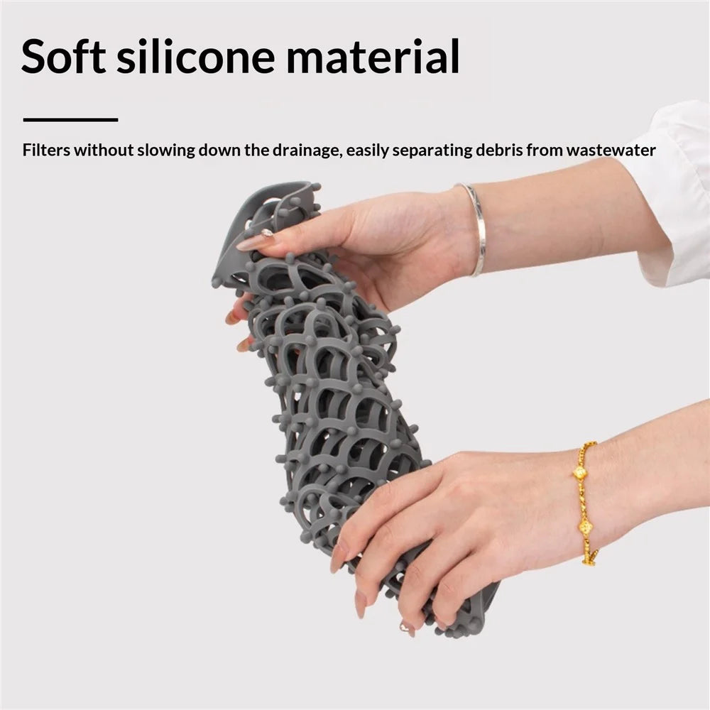 Size S 42x31cm Silicone Kitchen Sink Mat Anti-Slip Heat Resistant Hollow Drain Pad (FDA Certified) - Grey - 6