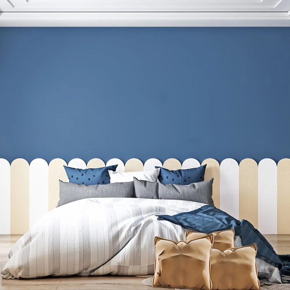 10Pcs 3D Wall Protectors 60x15cm Self-adhesive Anti-collision Strips Waterproof Wall Guards for Bedroom - White - 7