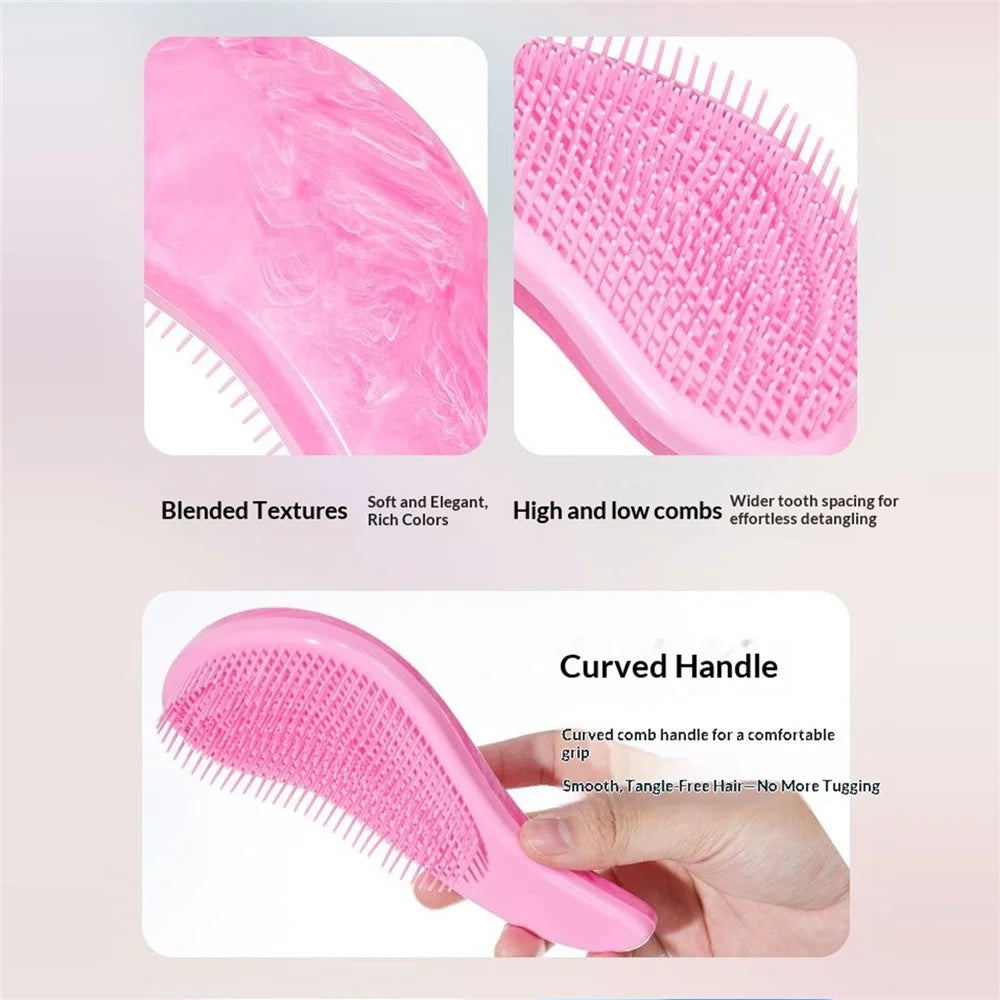 WANMEI Detangling Hair Brush Mixed-Length Teeth Marble Texture Comb - Rose - 4