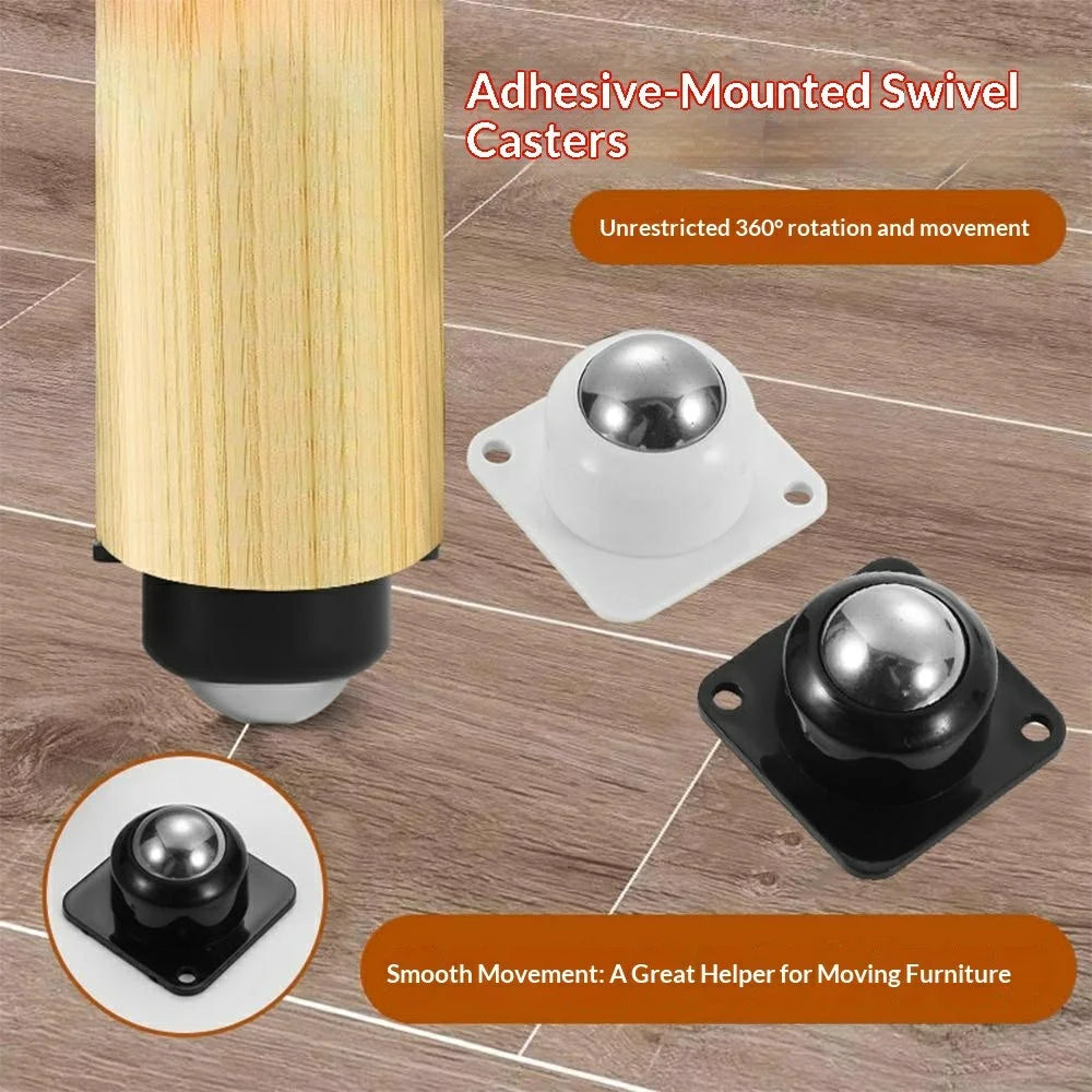 4Pcs 36x36mm Self-Adhesive Swivel Casters 60KG Load 360° Rotation Paste Caster Wheels for Furniture - White - 2
