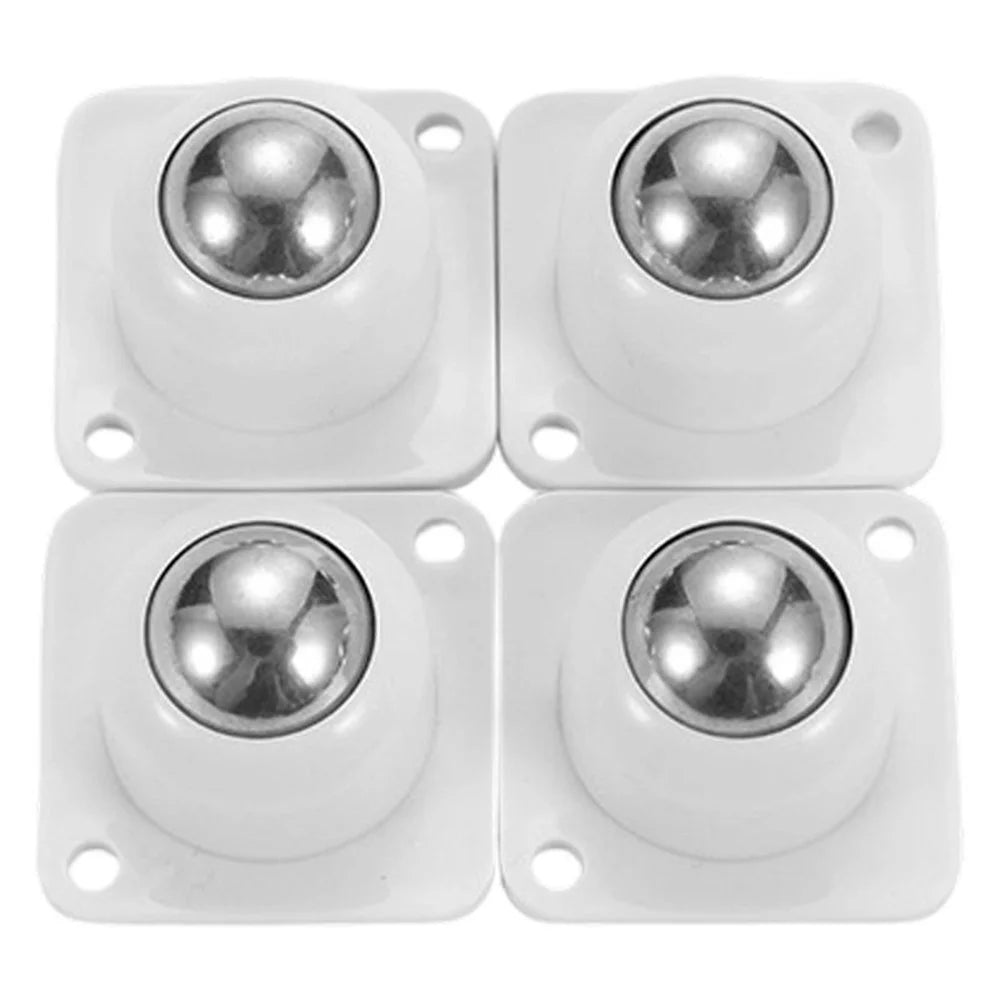 4Pcs 33x33mm Self-Adhesive Swivel Casters 40KG Load 360° Rotation Paste Caster Wheels for Furniture - White - 1