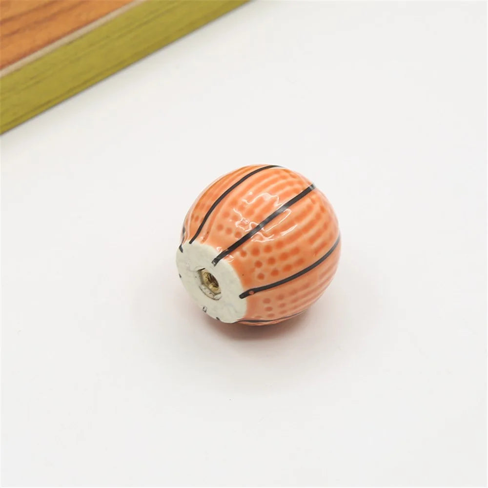Ball Shape Single Hole Furniture Ceramics Pull Handle Drawer Cabinet  Wardrobe Door Knob with 25mm Screw - Basketball - 4