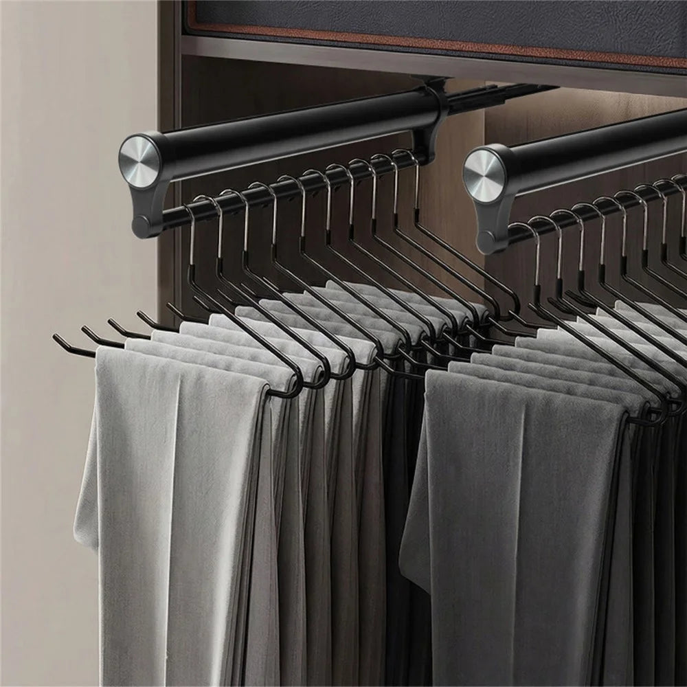 40cm Silent Damping Closet Pants Hanger Rail with Suction Cup Aluminum Alloy Telescopic Pull-Out Rod - Black - 2